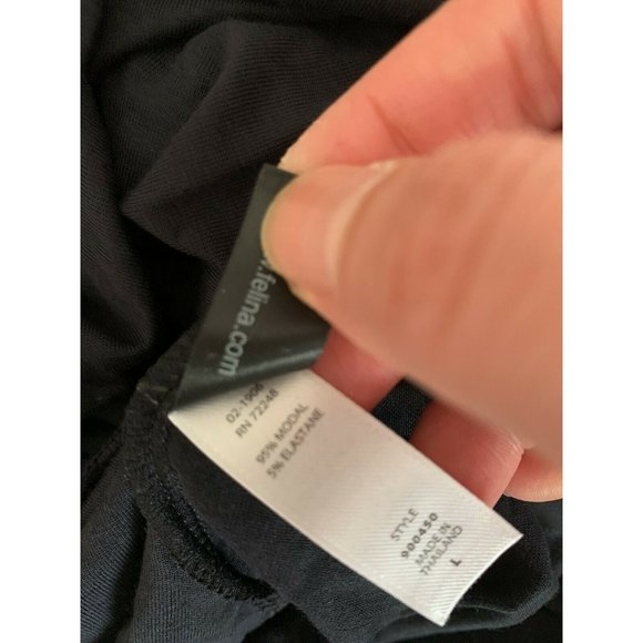 Felina Women's Sz L Soft Modal Twist Front Long Sleeves Lounge Top Tee Black - Picture 7 of 7